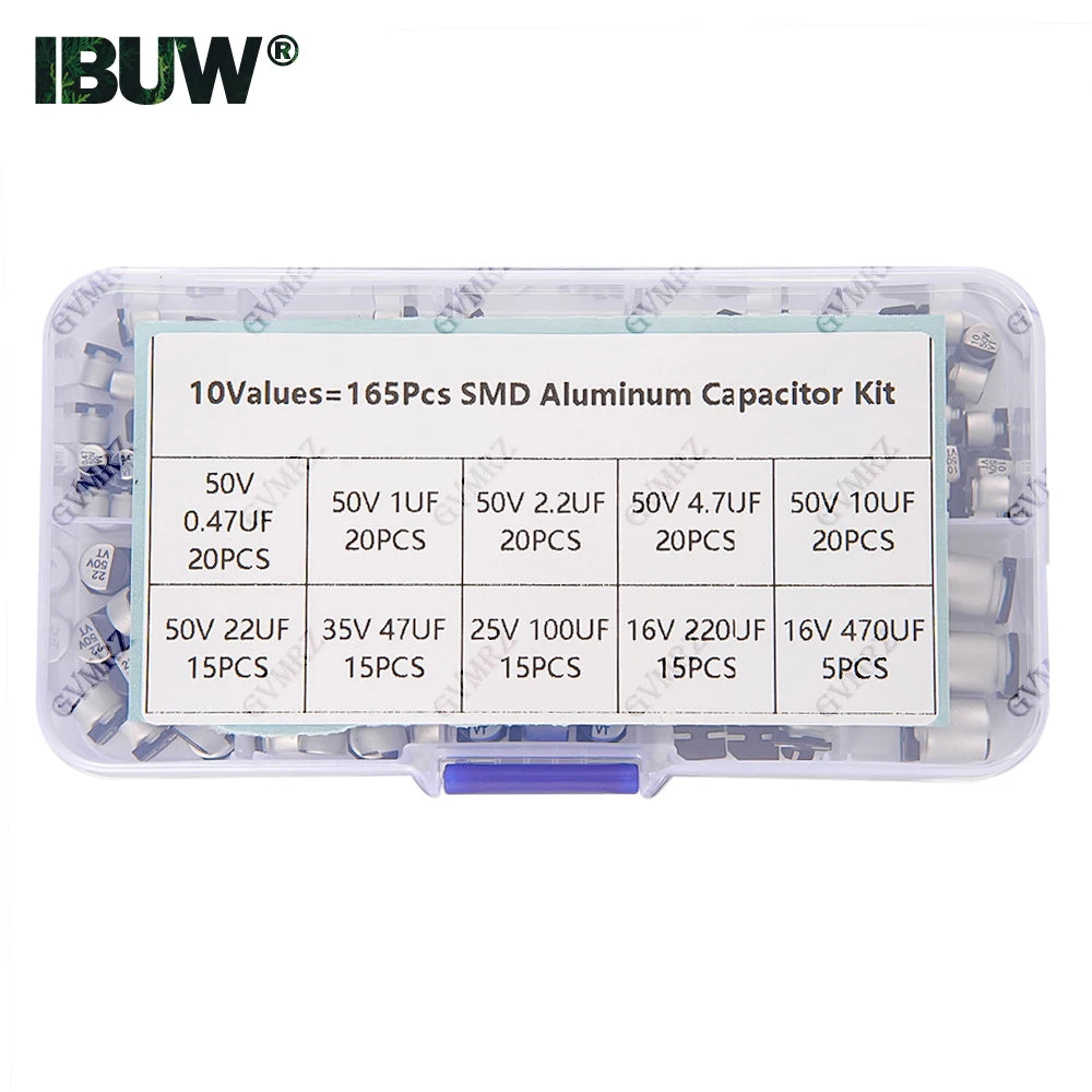 165PCS 10Values SMD Aluminum Electrolytic Capacitor Sample B