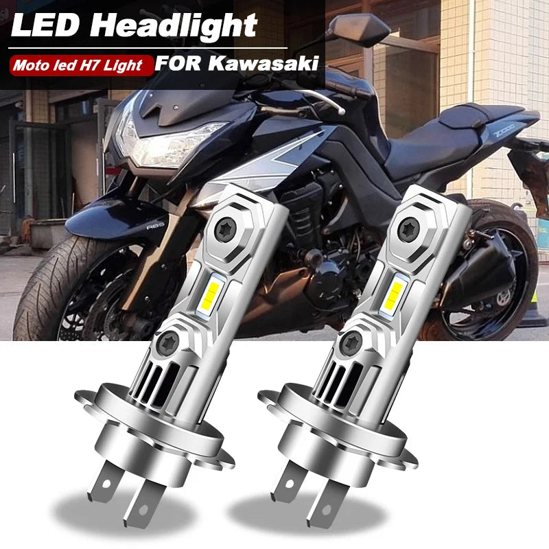 2PCS Motorcycle H7 LED Headlight Bulbs 6000k 9600lm For Kawa