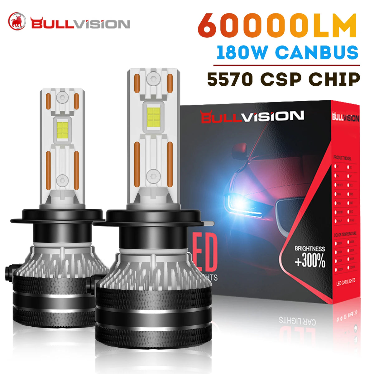 K5C H7 LED 60000LM Headlights Canbus H1 H4 H11 9012 HIR2 H8 