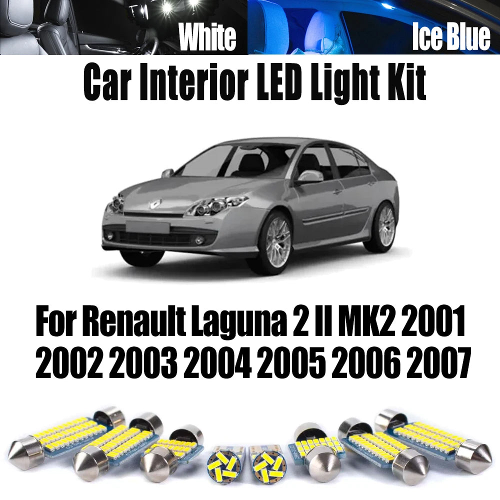14-Piece LED Interior Light Kit for Renault MK2 2001-2003 - Canbus Error-Free Interior Bulbs