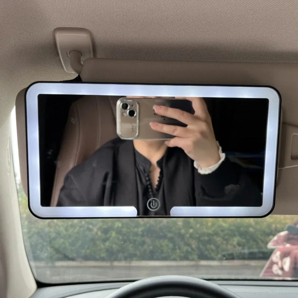 Car Interior Mirrors Sun Visor Plate LED HD Makeup Mirror fo