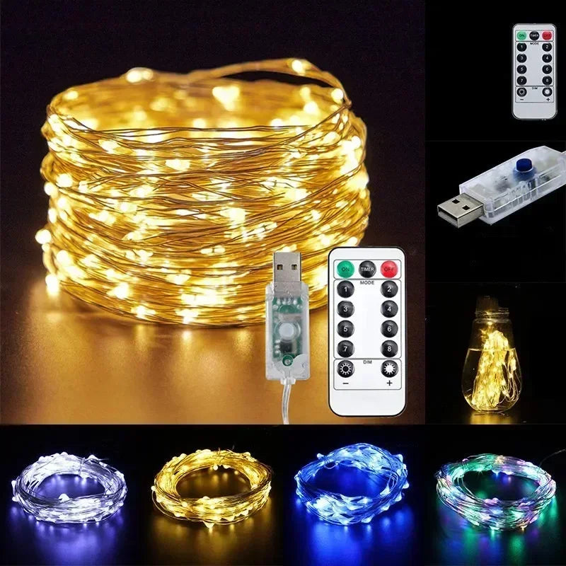 USB LED Christmas String Light 5M/10M/20M/30M Remote Control