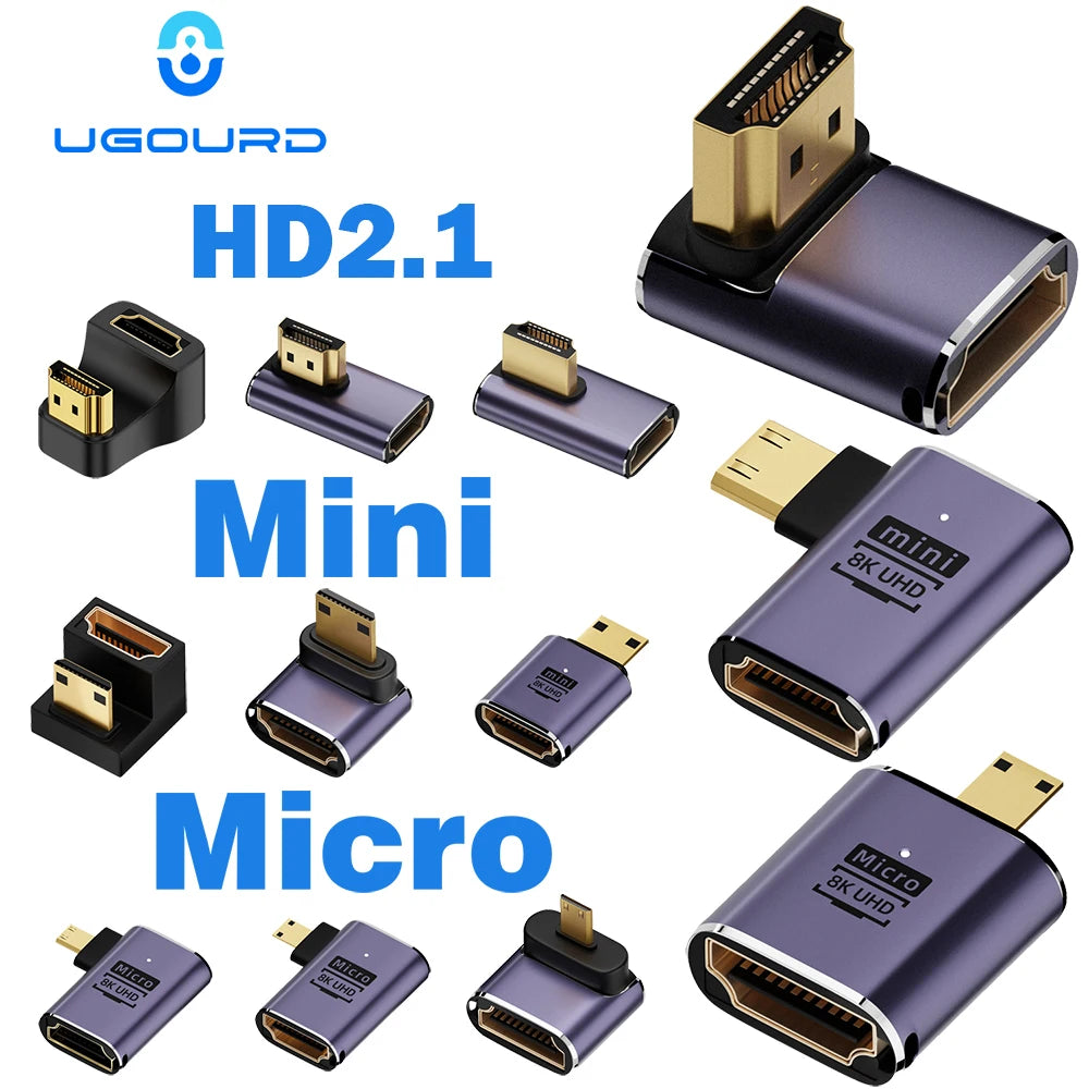 HDMI-Compatible Cable Adapter Mini Micro HDMI to HDMI 2.1 Co