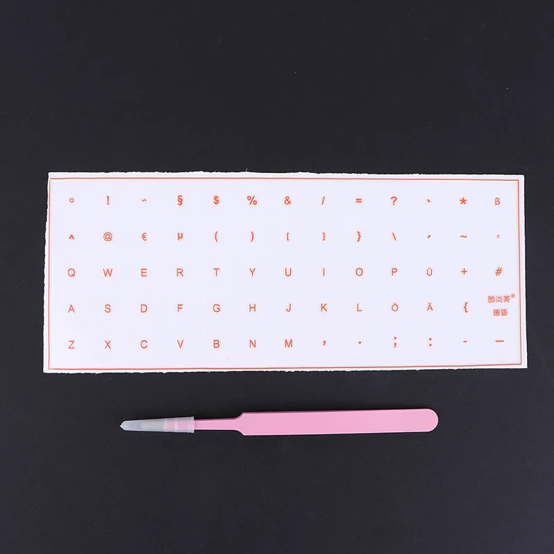 Korean German Transparent Tear Off Keyboard Stickers Universal Laptop Desktop Single Film Engraved Keycap Replacement Sticker