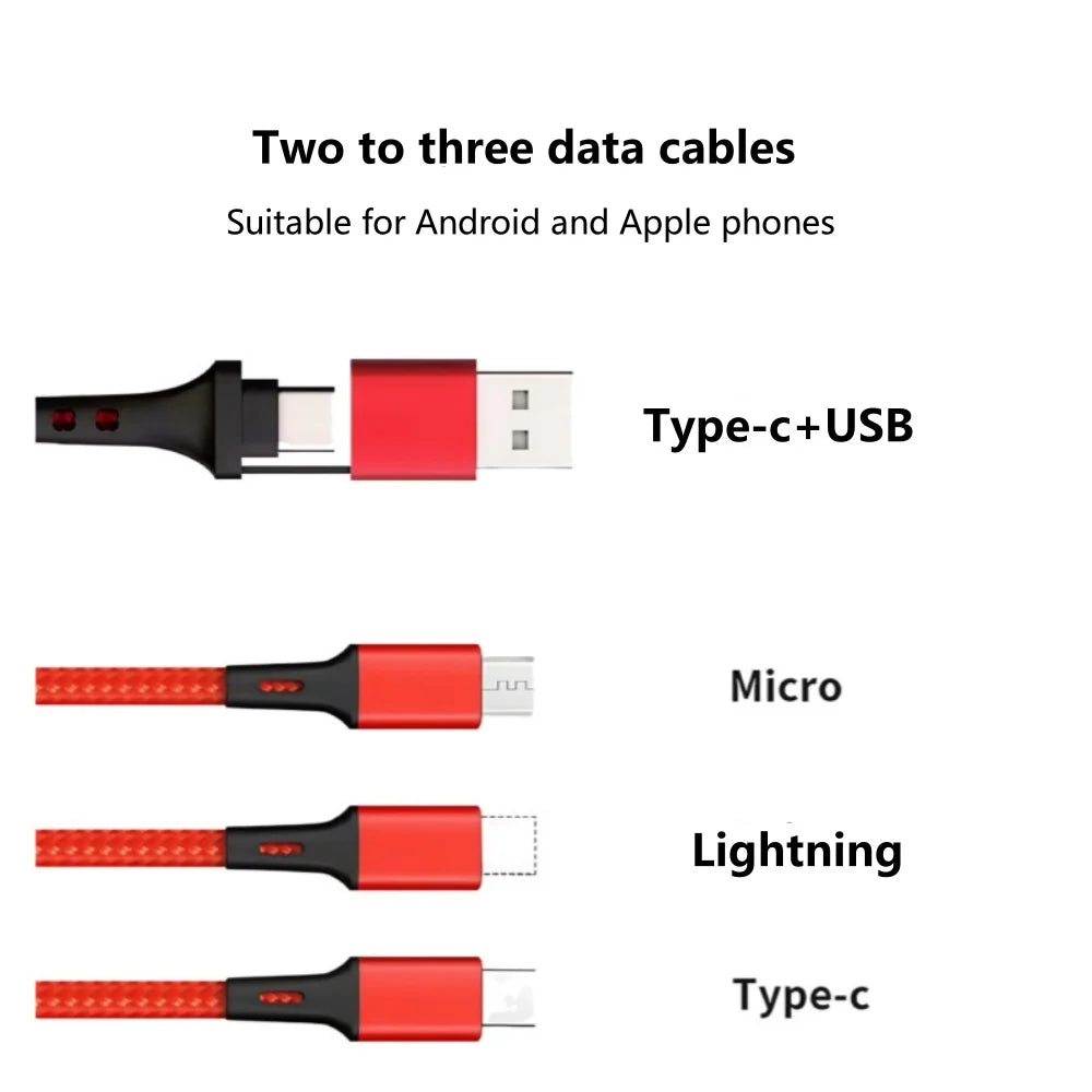 5 in 1 PD USB Fast Charging Cable For iPhone 14 13 12 Xiaomi