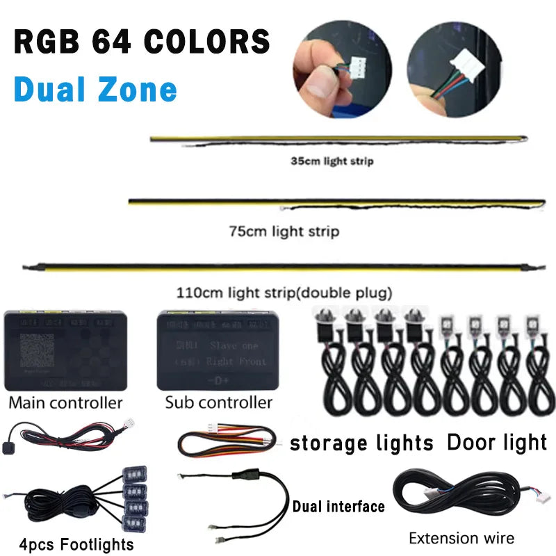 Dual Zone 18/22 in 1 Ambient Light Parts 64 Colors RGB Main 