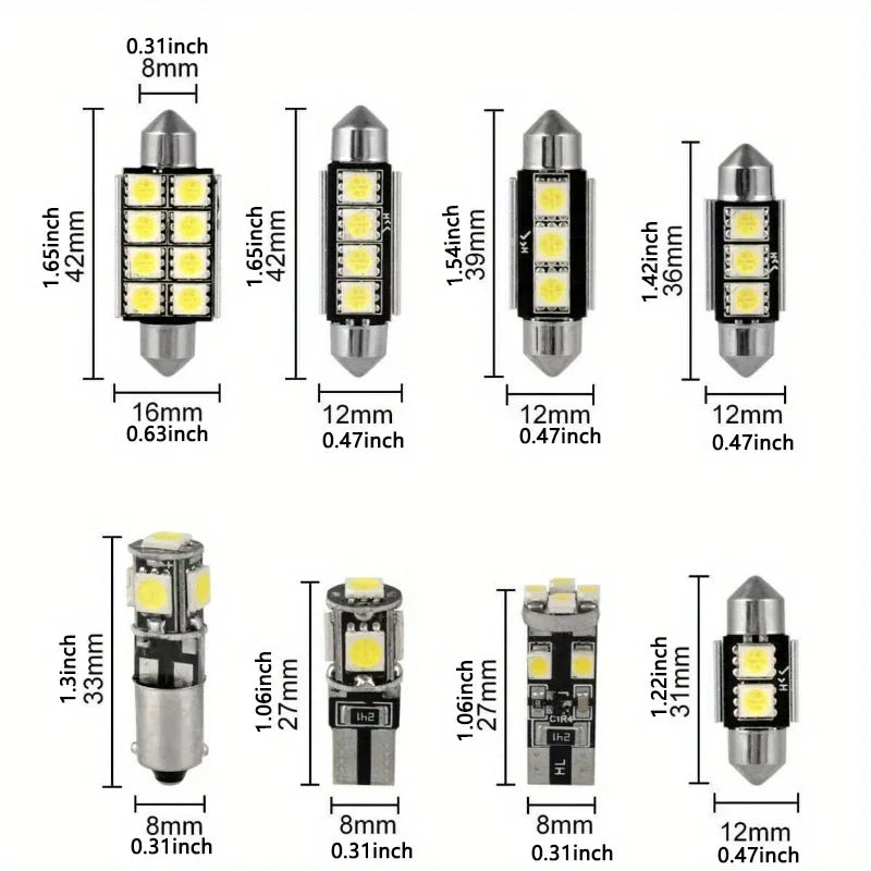 23pcs Car LED Light Kit T10 Interior & License Plate Bulbs D