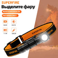 New SUPERFIRE HS60 LED Headlamp Rechargeable 90 Headlight 18