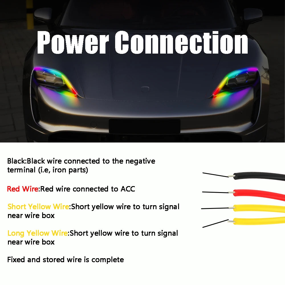 2PCS 30/45/60cm DRL Car LED Daytime Running Light APP Contro