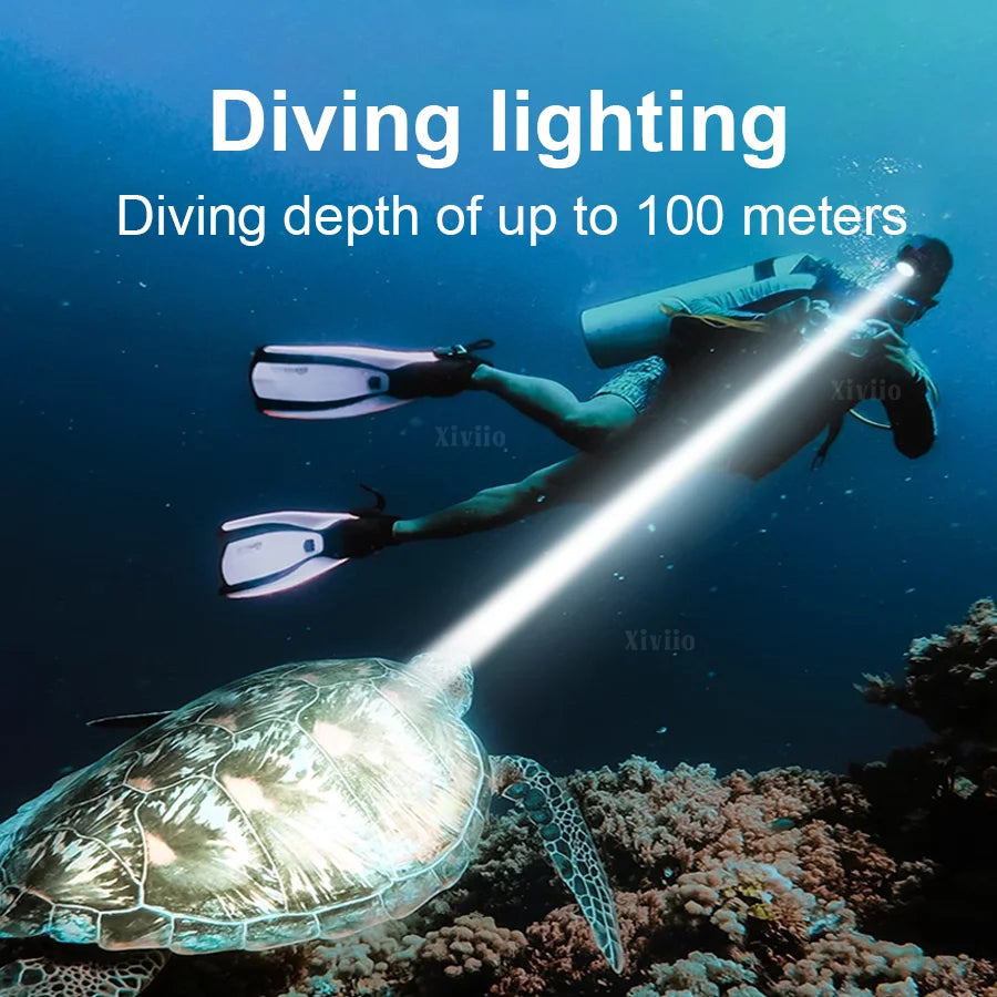 Professional LED Scuba Diving Headlamp XHP70 IPX8 Rate Water