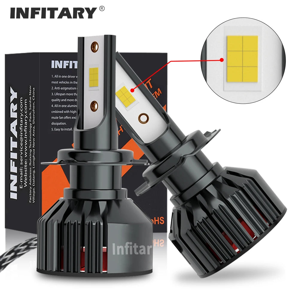 Infitary H7 H4 LED Car Headlights 6500K Auto Fog Lamp H11 H1