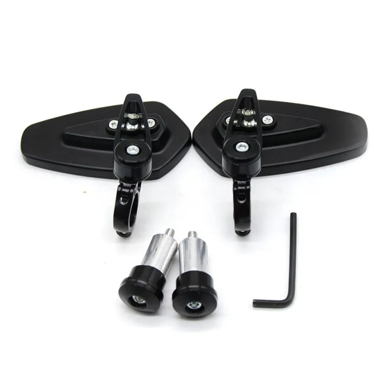 1 Pair 7/8" 22mm Universal Motorcycle Aluminum Rear View Black Handle Bar End Side Rearview Mirror Car