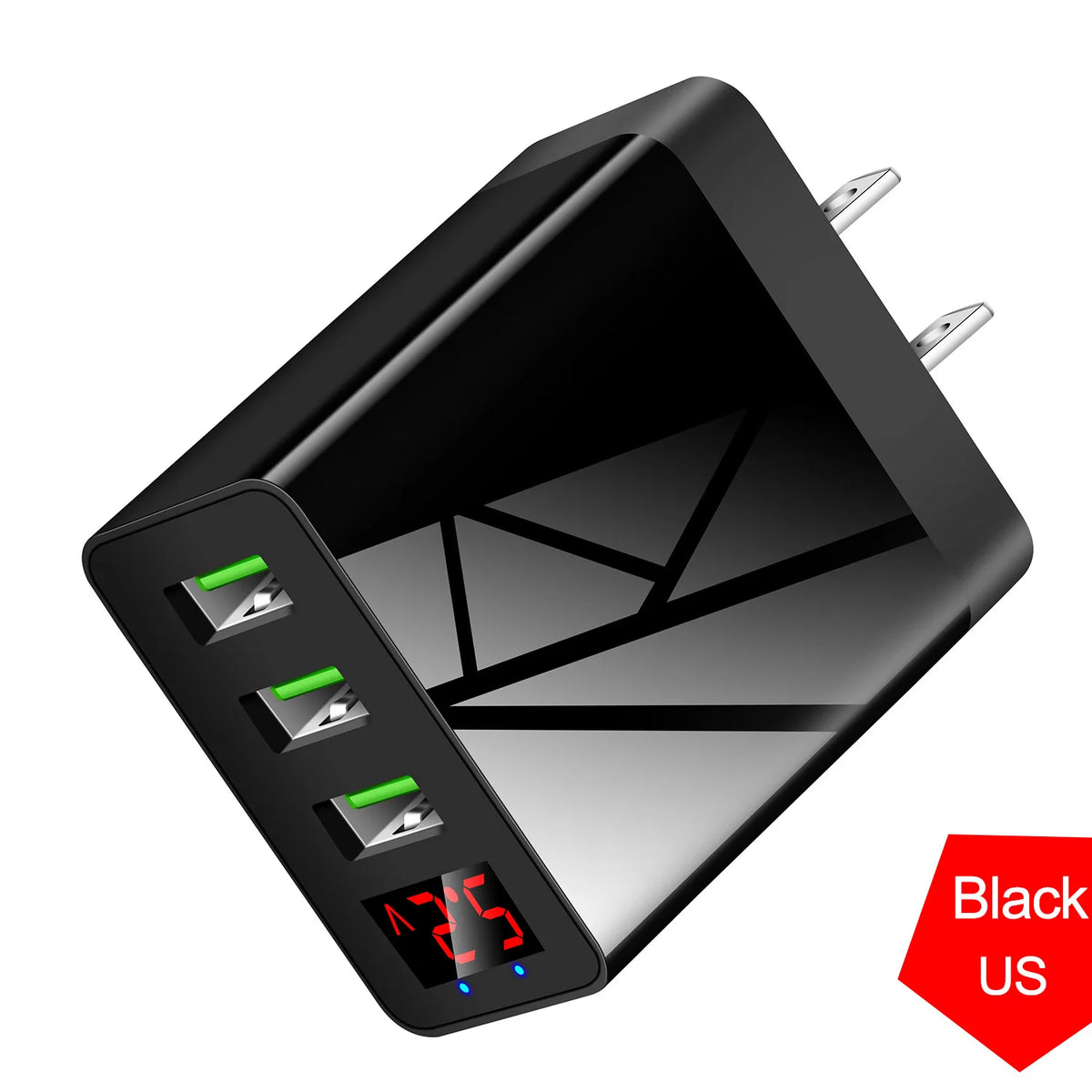3 Ports USB Charger Quick Fast Charging Wall Adapter with LE