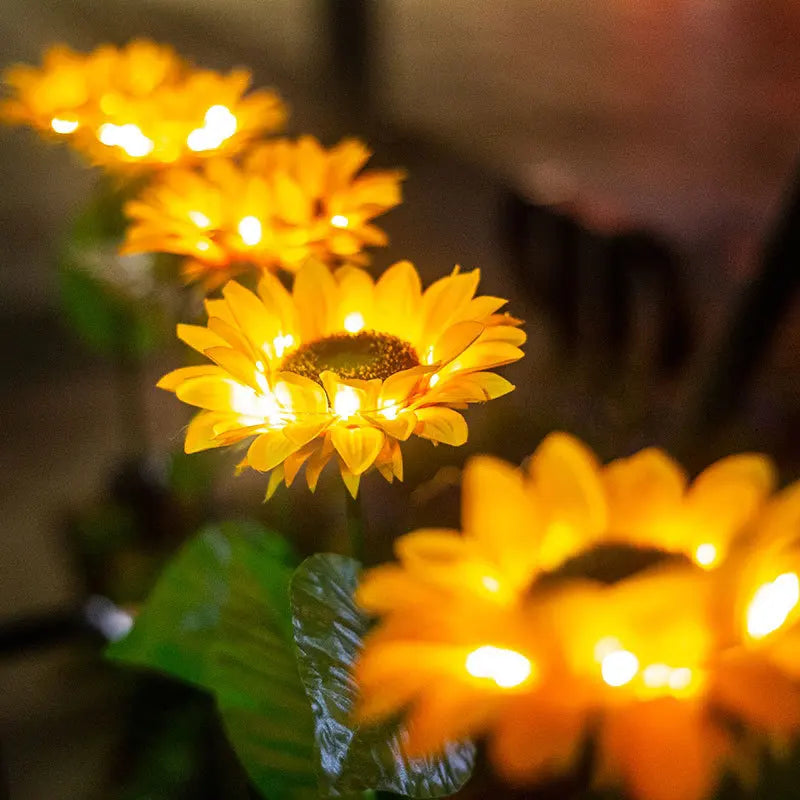 3 Head Solar Sunflower Lights LED Light Garland Outdoor Wate