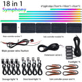 18/22 In 1 Dual Zone Symphony LED Car Ambient Light Rainbow Neon RGB Acrylic Strip Interior Decorations Streamer Atmosphere Lamp