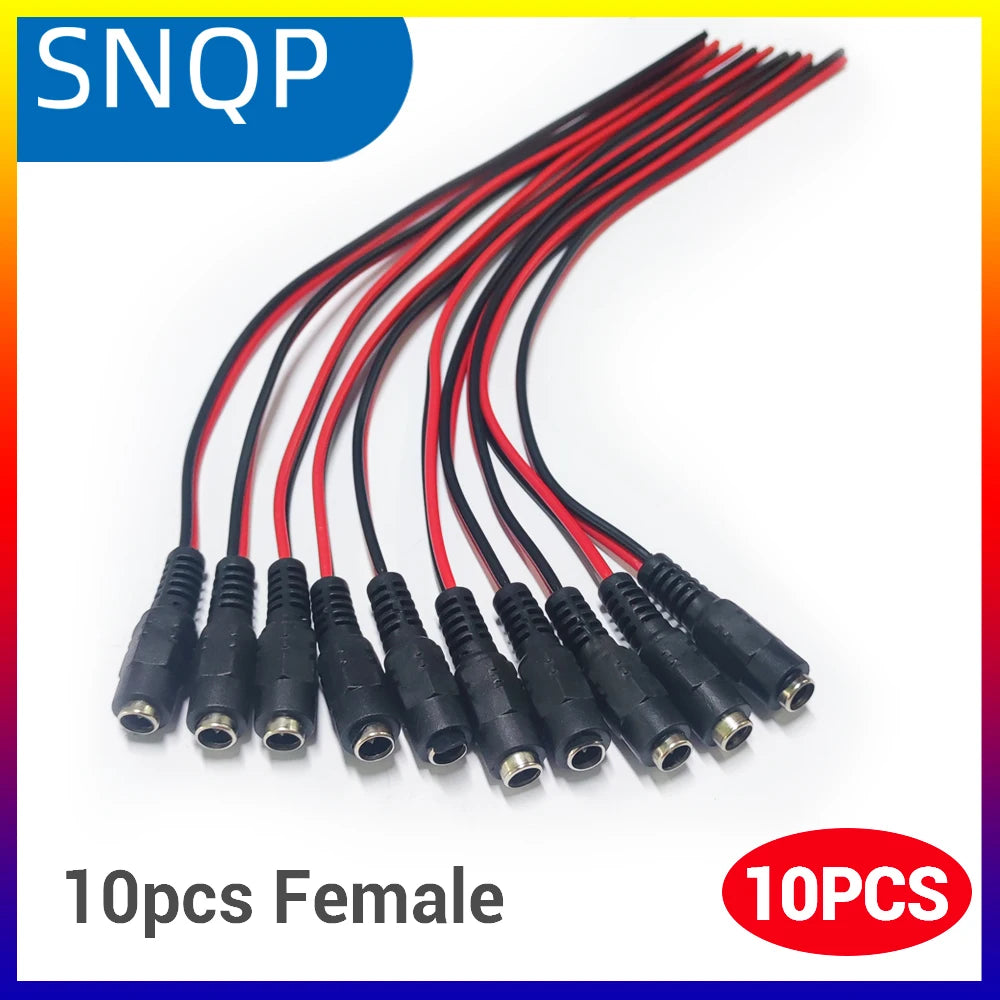 10pcs/Lot Male Female Plug DC 12V Power Pigtail Cable Jack For Cctv Camera Connector Tail Extension DC Wire