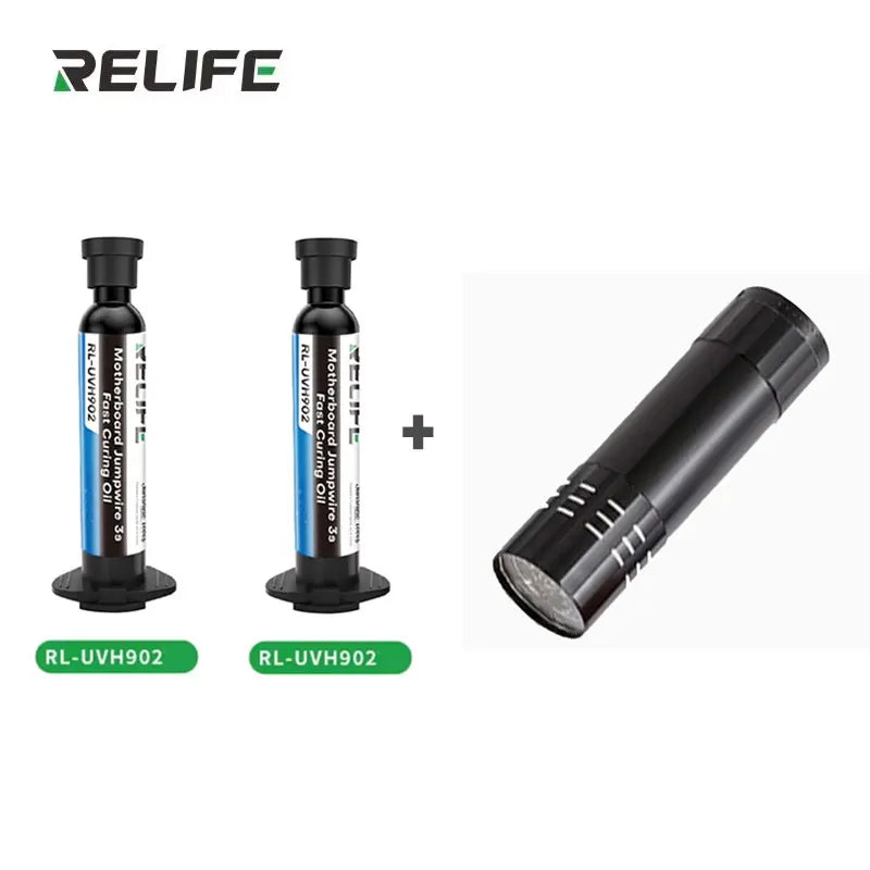 RELIFE RL-UVH902 Fast Curing UV Solder Mask Oil +UV Curing Light 3S Fast Dry Kit for Phone PCB BGA Wire Repair