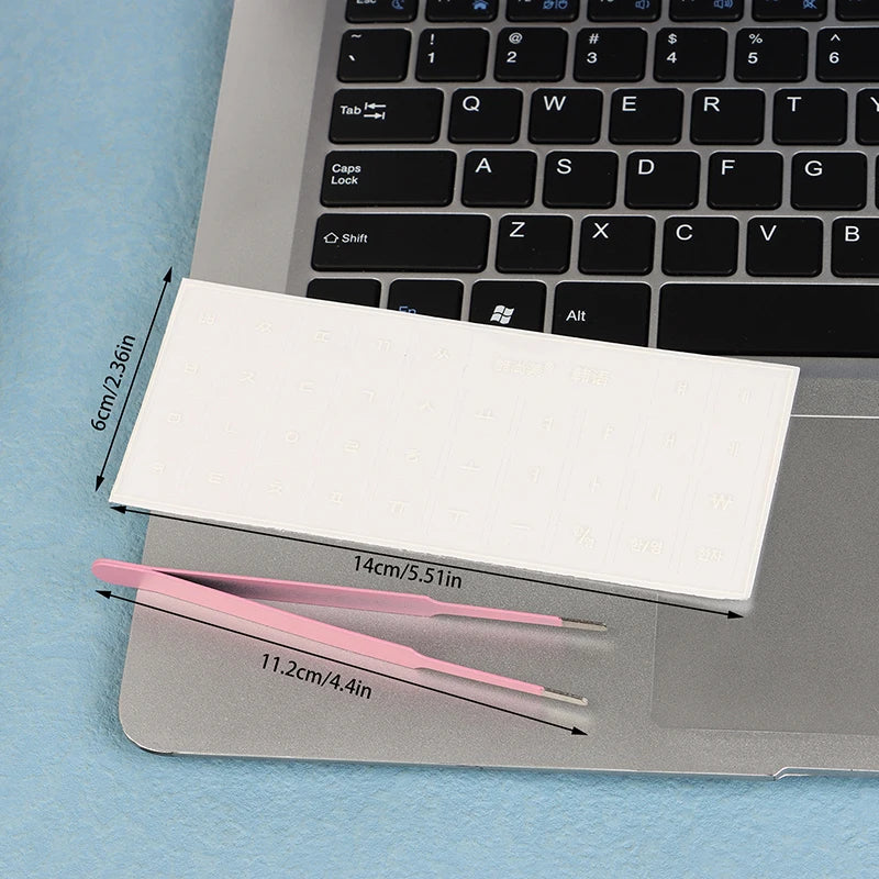 Korean German Transparent Tear Off Keyboard Stickers Universal Laptop Desktop Single Film Engraved Keycap Replacement Sticker