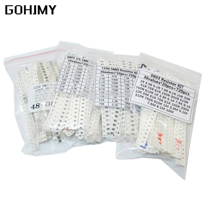 200PCS 660PCS 720PCS 4000PCS 0402 0603 0805 1206 1210 2512 S