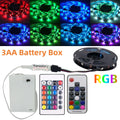 3AA Battery Power RGB Led Strip Light 5V 5050 with 3/17/24Ke
