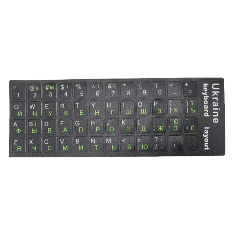 Ukrainian Keyboard Stickers Durable Alphabet Black Background for PC Laptop Computer Keyboard Replacement Accessory