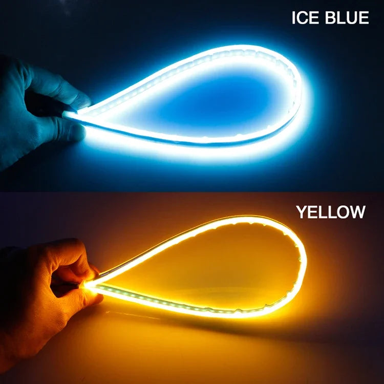 2Pcs 12V Led Guide Strip Headlight for Car Daytime Running Lights Turn Signal Bulb DRL Sequential Switchback 30cm/45cm/60cm