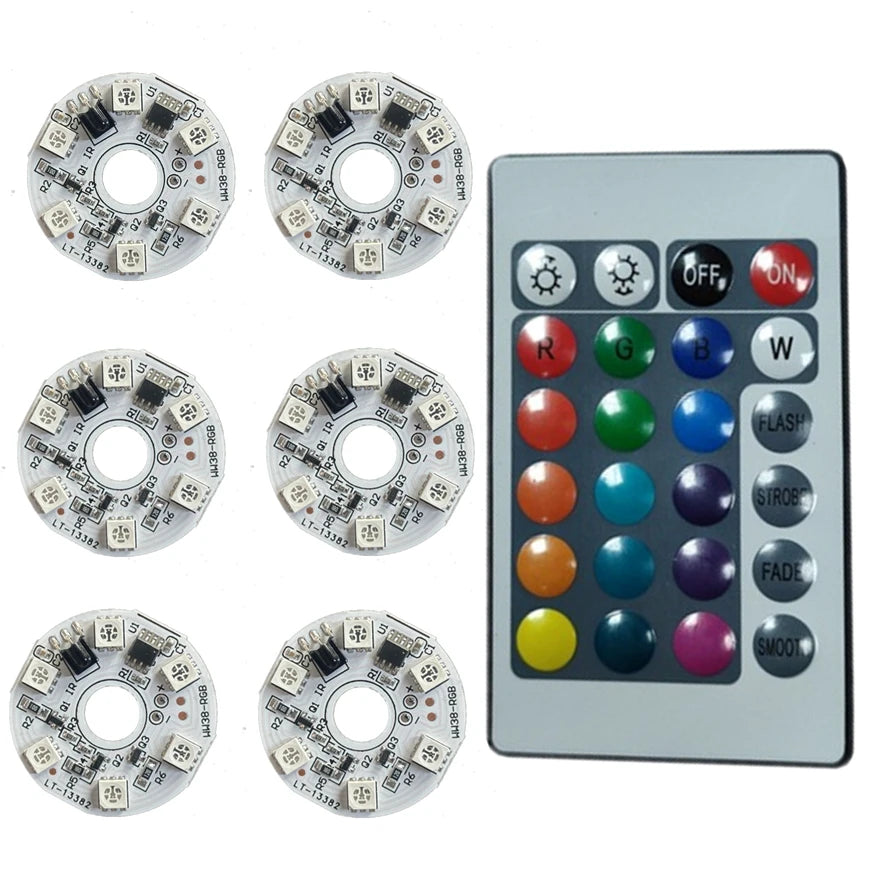 10 1PCS 5V RGB LED Lights Plate Linkage Control Colorful Source Wireless Remote Car Interior Ambient Light LED Beads COB Chip