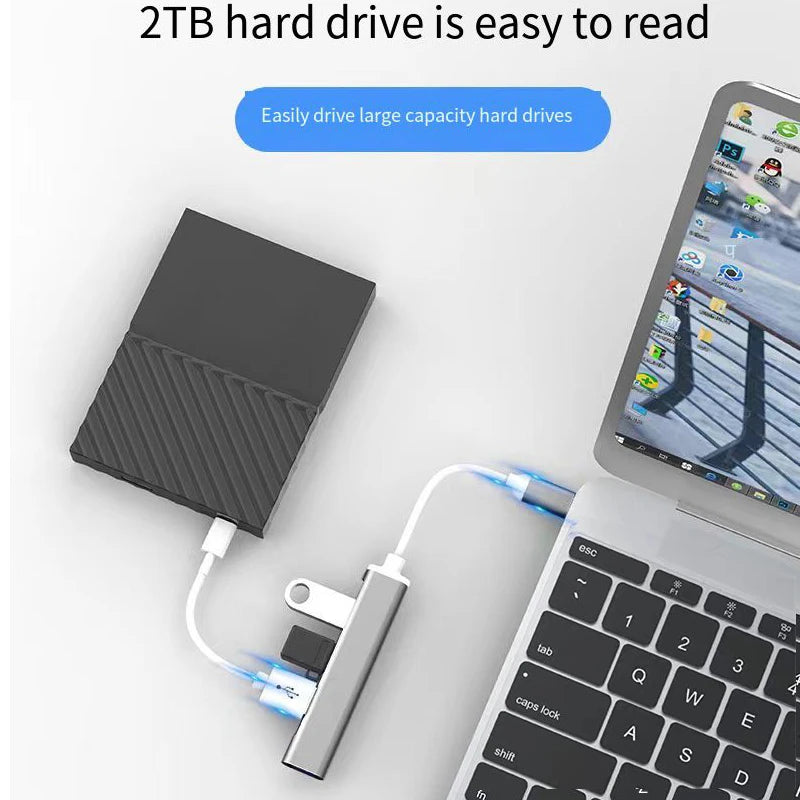 USB-A 3.0/2.0 Hub To Type C 5Gbps High Speed Transfer Data O