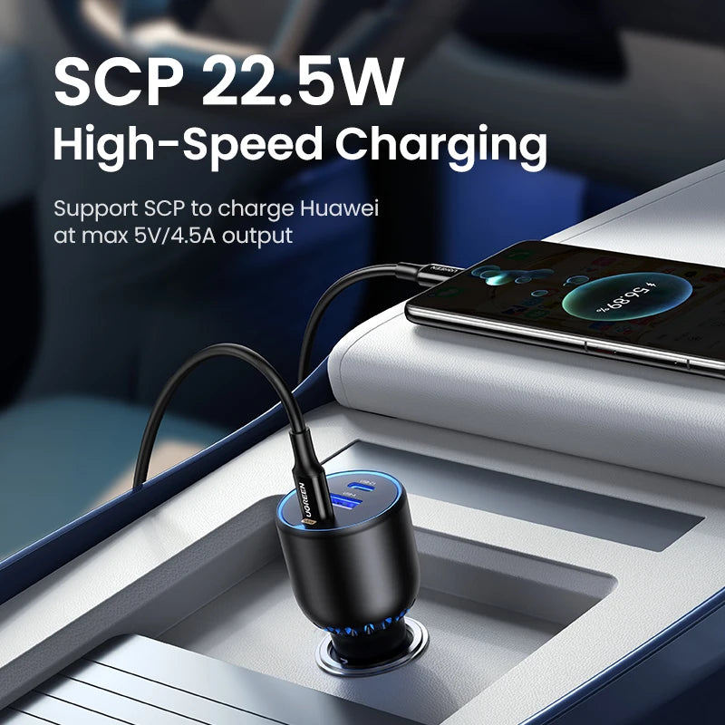 UGREEN 130W USB C Car Charger For Xiaomi iPhone 18 Samsung G