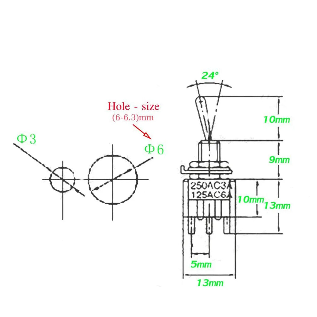 Toggle Switch ON/Off SPST Switch with Pre-soldered Wire 3v/5
