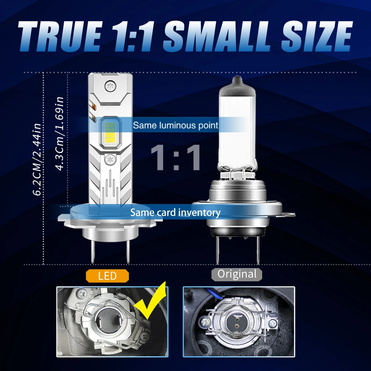4PCS H7 H1 LED Headlight High/Low Beam Light Bulbs Set 6000K