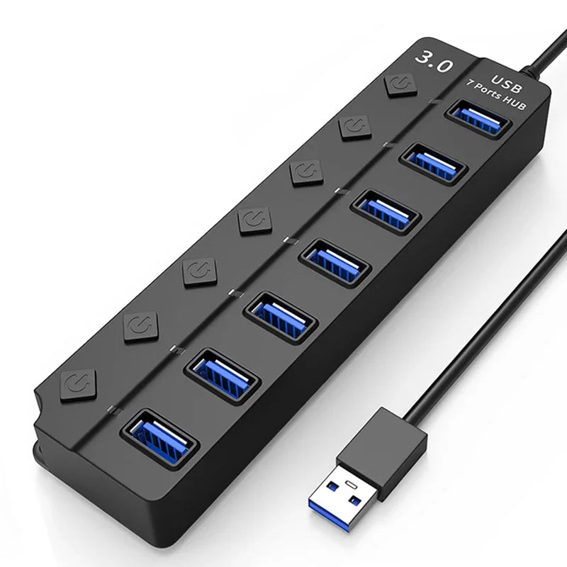 USB 3.0 Hub with 4 or 7 Ports Independent Switch Control Sui