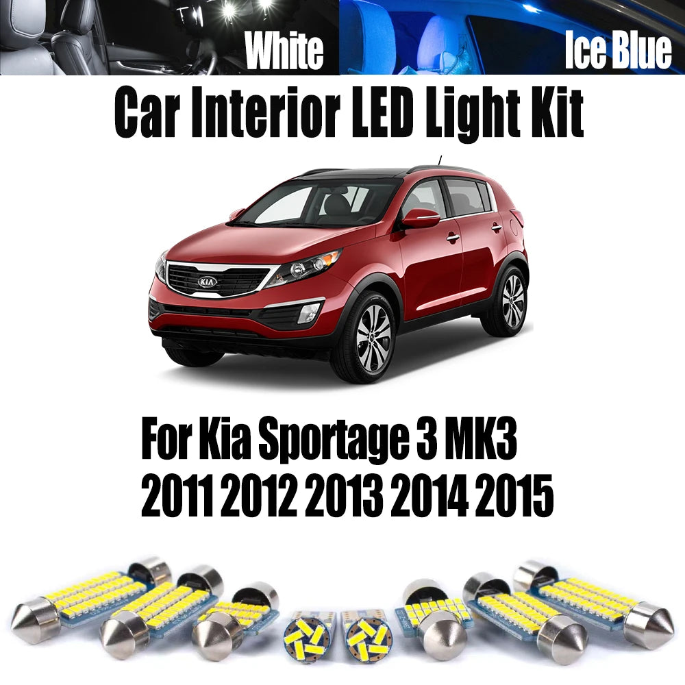 11-Piece LED Interior Light Kit for Kia MK3 - Canbus Error-Free Interior Bulbs