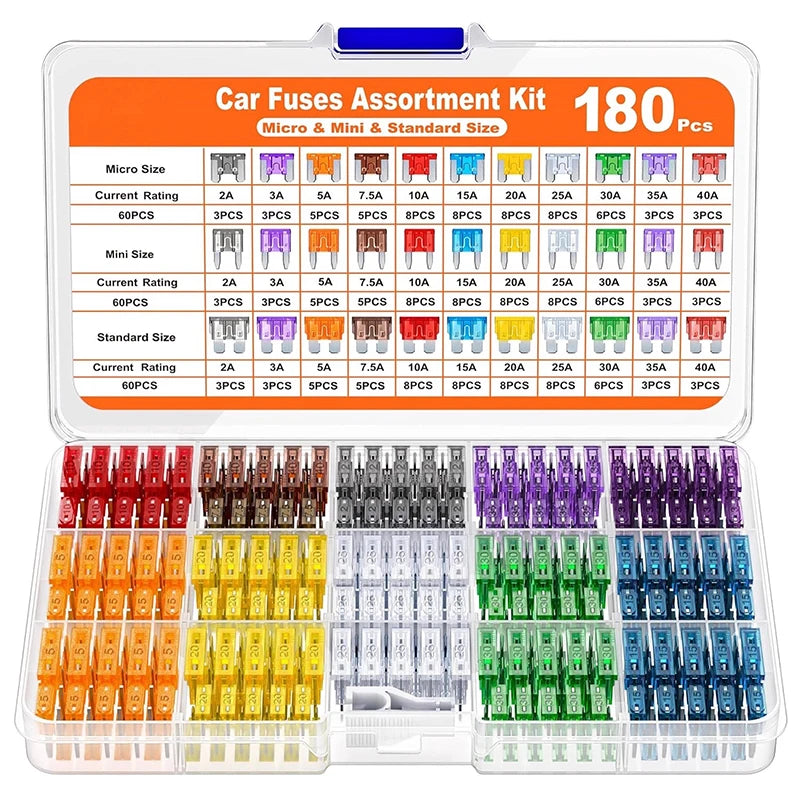 180/300Pcs Car Fuses Assorted Kit Mini Standard Micro with B