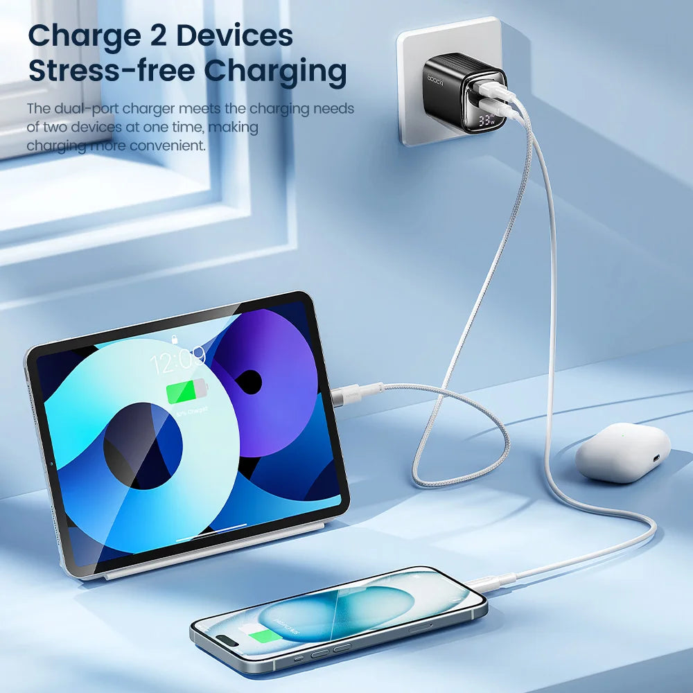 Toocki 33W GaN USB C Charger Digital Display PD Fast Chargin