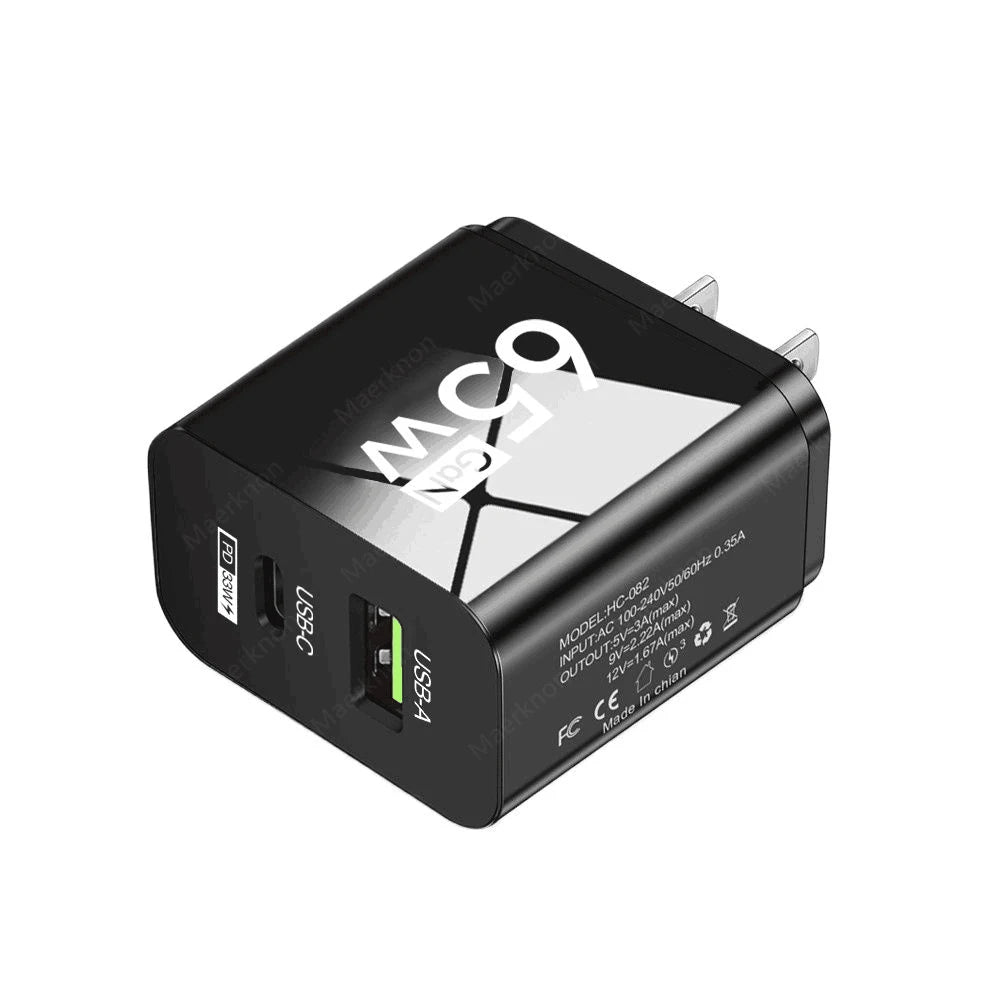 USB C Charger 65W GaN Type C Fast Charging Phone Charger Adapter For iPhone Samsung Xiaomi Quick Charge EU/US Plug Wall Charger
