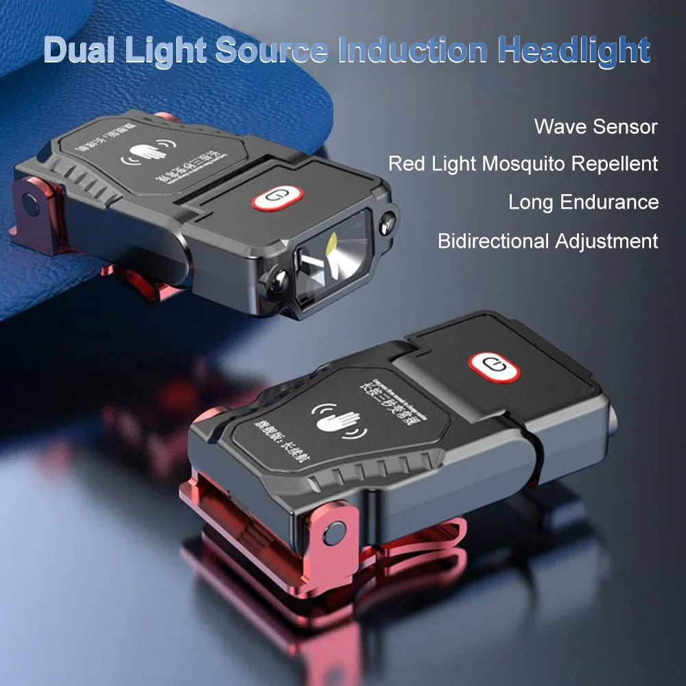 Mini Hat Clip Light Portable Smart Sensor Headlamp Rechargea