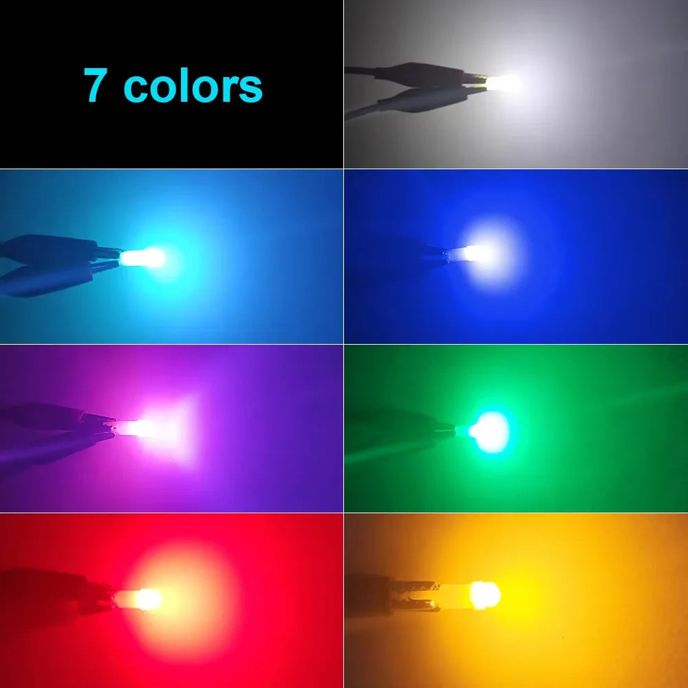 10pcs T5 LED Lights T5 COB W1.2W W3W LED Car Interior Light 