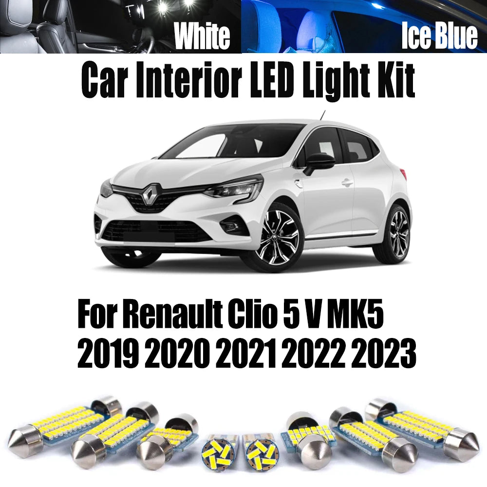9-Piece LED Interior Light Kit for Renault MK5 - Canbus Error-Free Interior Bulbs