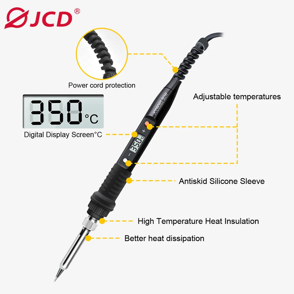 JCD 80W Electric Soldering Iron Kit LCD Display Temperature 
