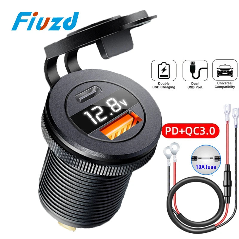 12V/24V usb socket quick charge 3 0 USB Outlet USB C Car Charger Socket 12V/24V 3USB Socket PD3.0 and QC3.0 Car USB Port