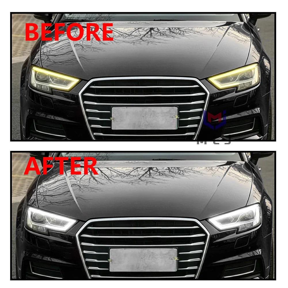 Angel Eyes DRL Headlight Light Guide Tube Strip Replacement For Audi A3 2017-2019 High Spec Daytime Running