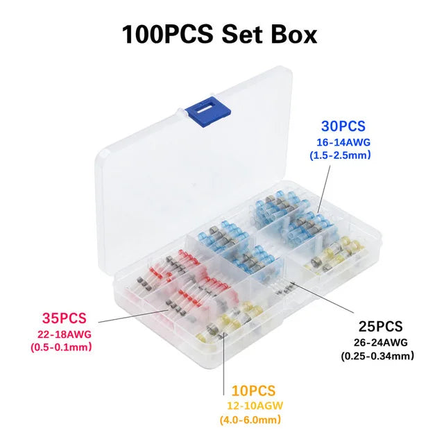 Heat Shrinkable Wire Connectors SST21 Waterproof Sleeve AWG22-18 Butt Electrical Splice Tinned Solder Seal Terminal