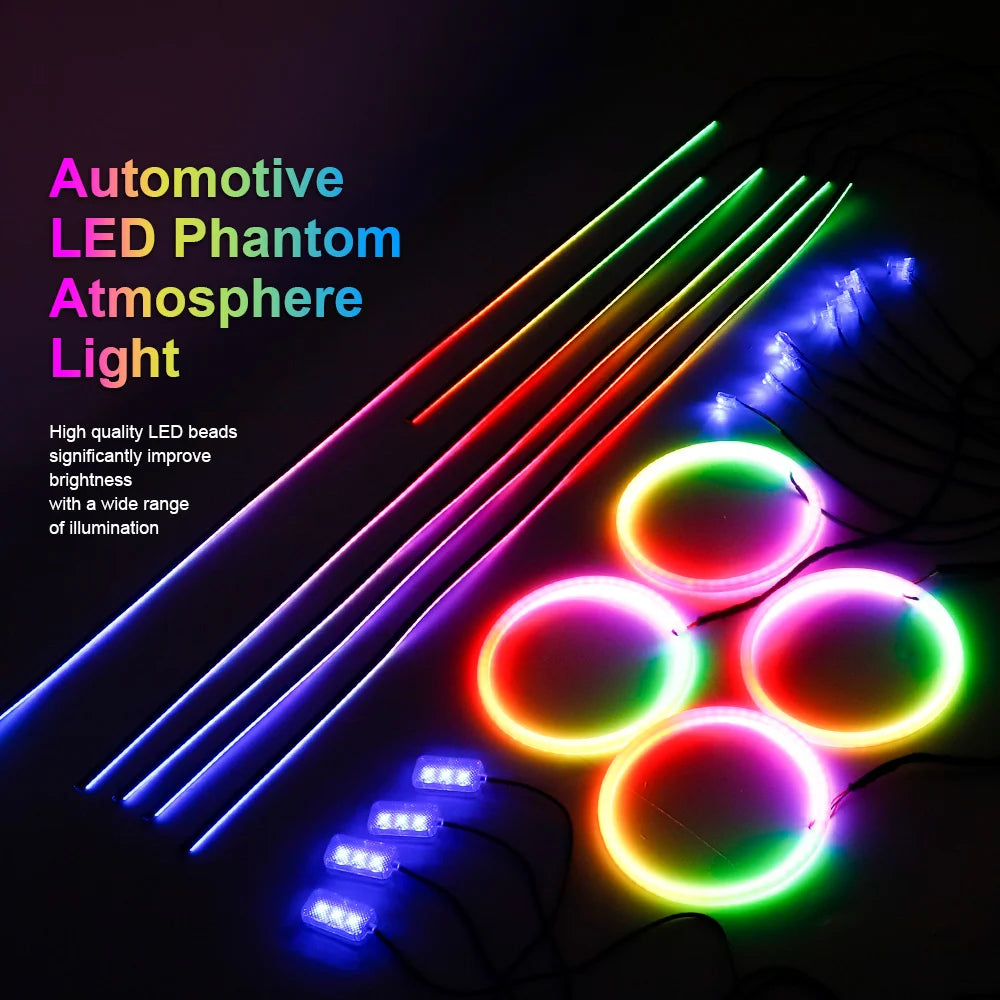 6/10/14/18/22 in 1 Led Car Ambient Lights RGB 213 64 Color A
