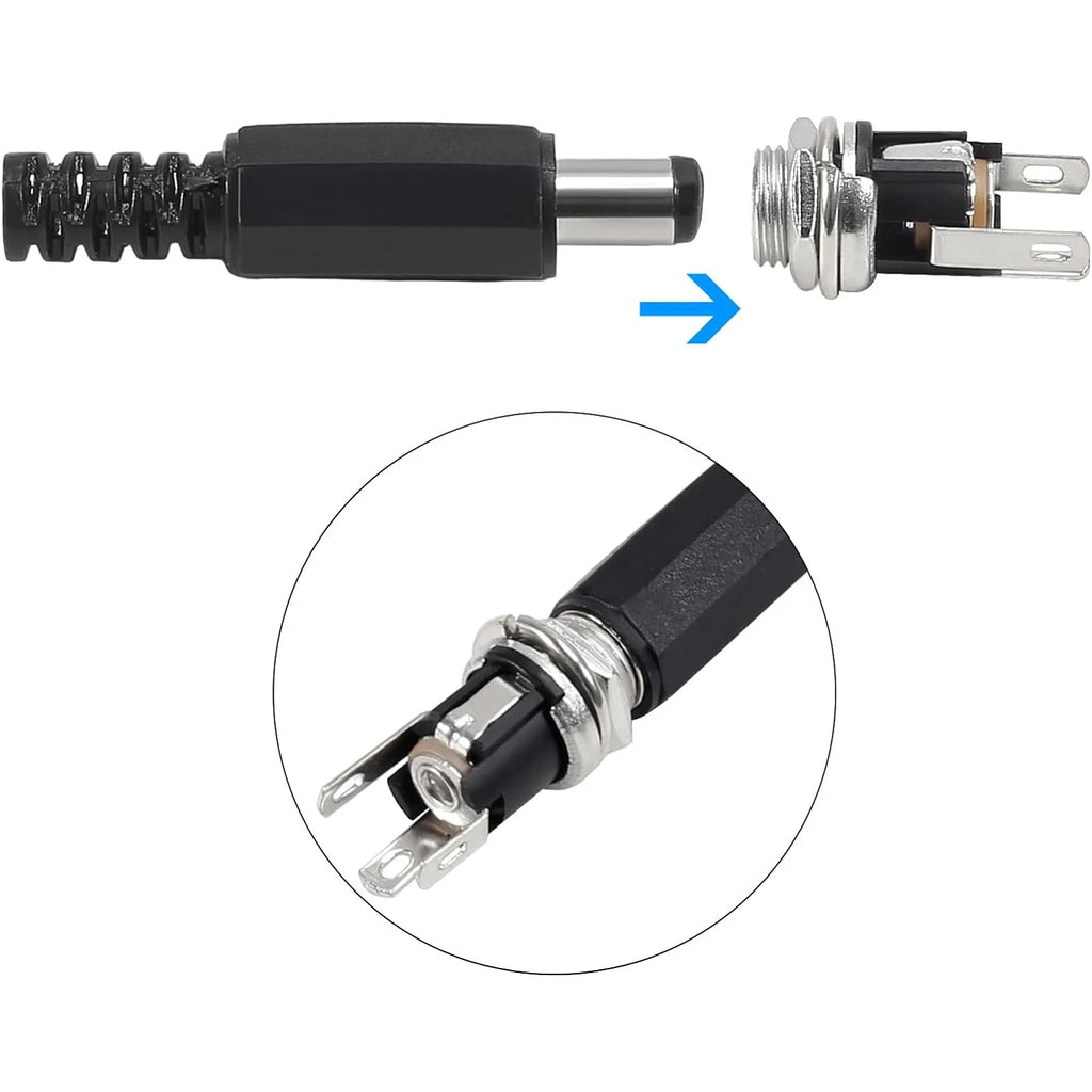 5SETS 5.5x2.1MM DC Power Plug Jack Female Panel Mount Connec