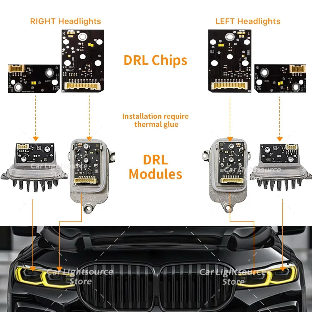 Angel Eye LED DRL Boards For BMW 7 Series G11 G12 LCI 730i 740i Laser Headlight Daytime Running Light Module