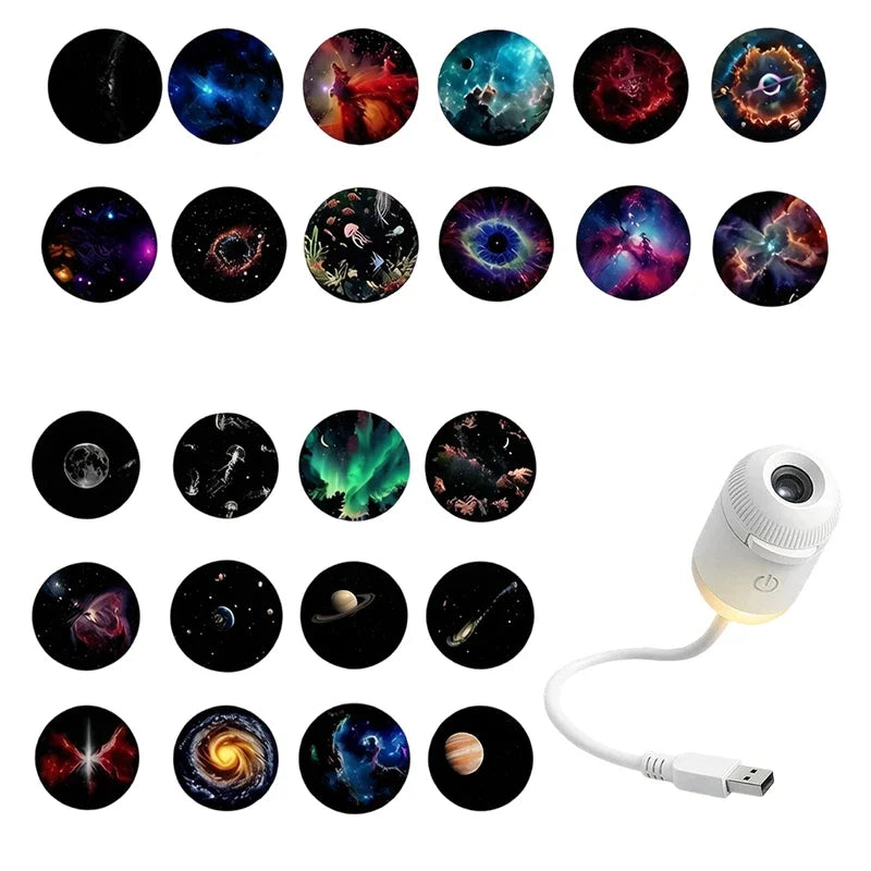 2 In 1 Mini Starry Sky Projector Creative Night Light 10 Films Starry Sky Ambient Light For Home Decoration Children Night Light