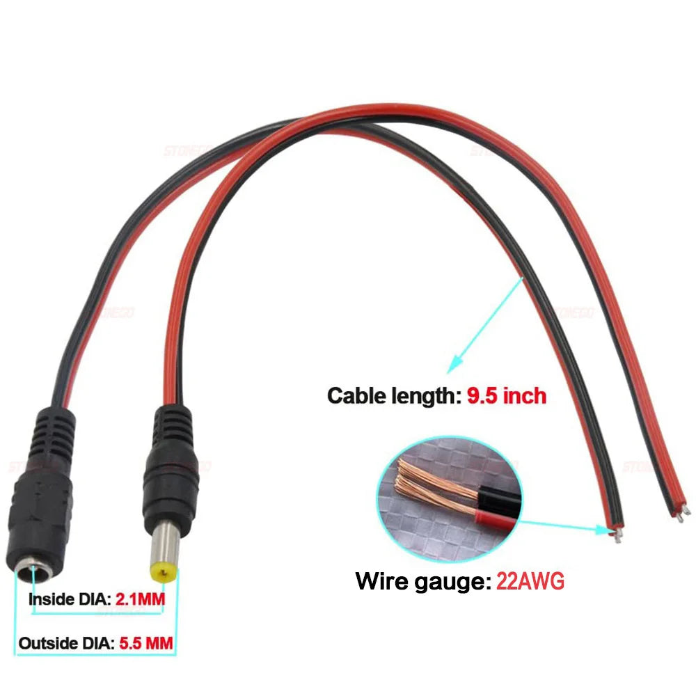 10/20/50PCS 12V DC Connectors Male Female Jack Cable Wire Li