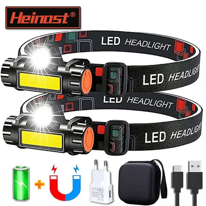 1-5PCS COB LED Headlamp Torch Rechargeable Headwear Flashlig