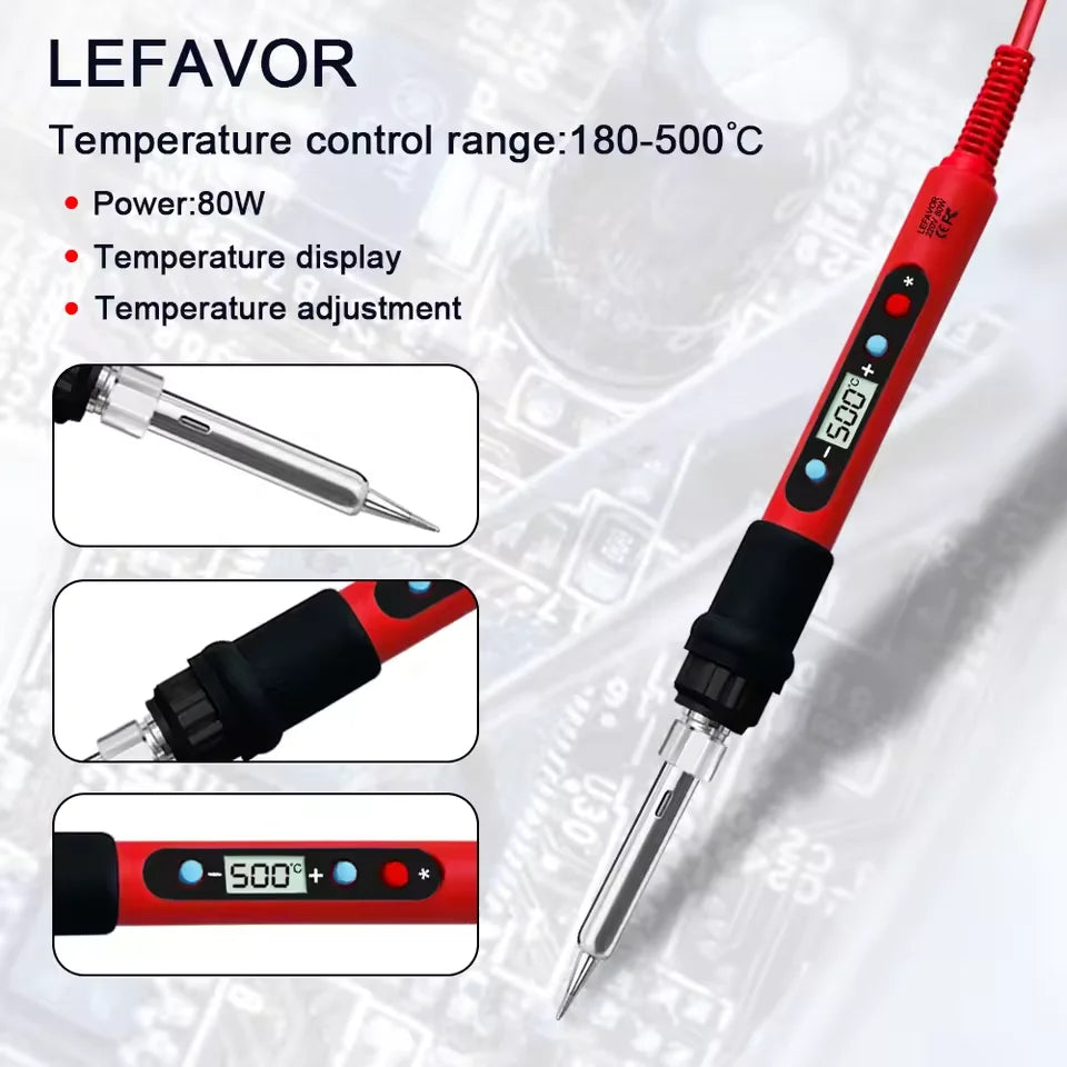 80W Soldering iron kit adjustable temperature LCD solder wel